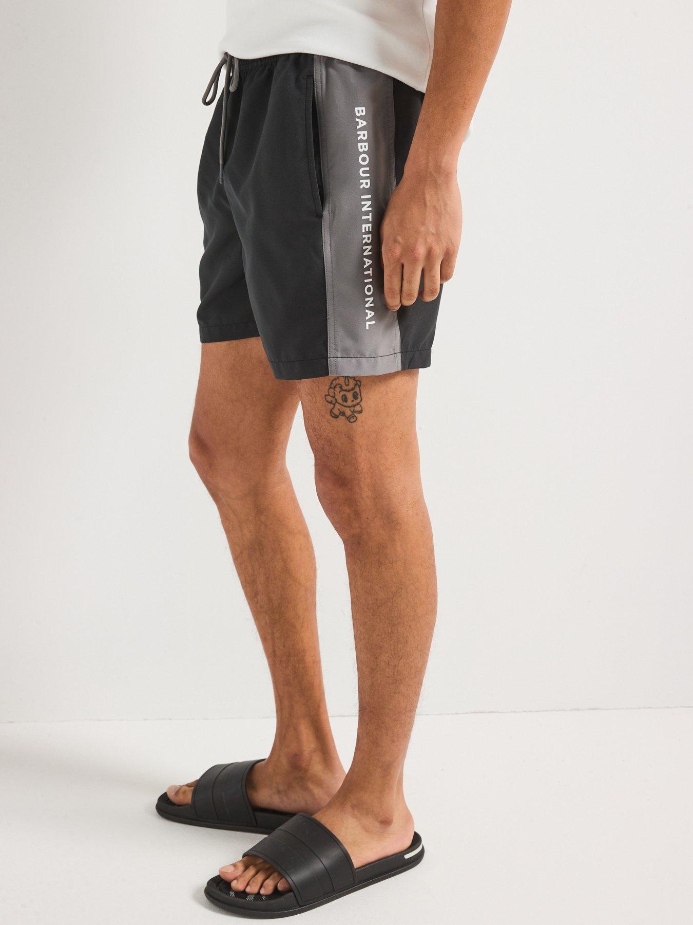 Image 4 of 5 of Barbour International Panel Logo Swim Shorts - Black