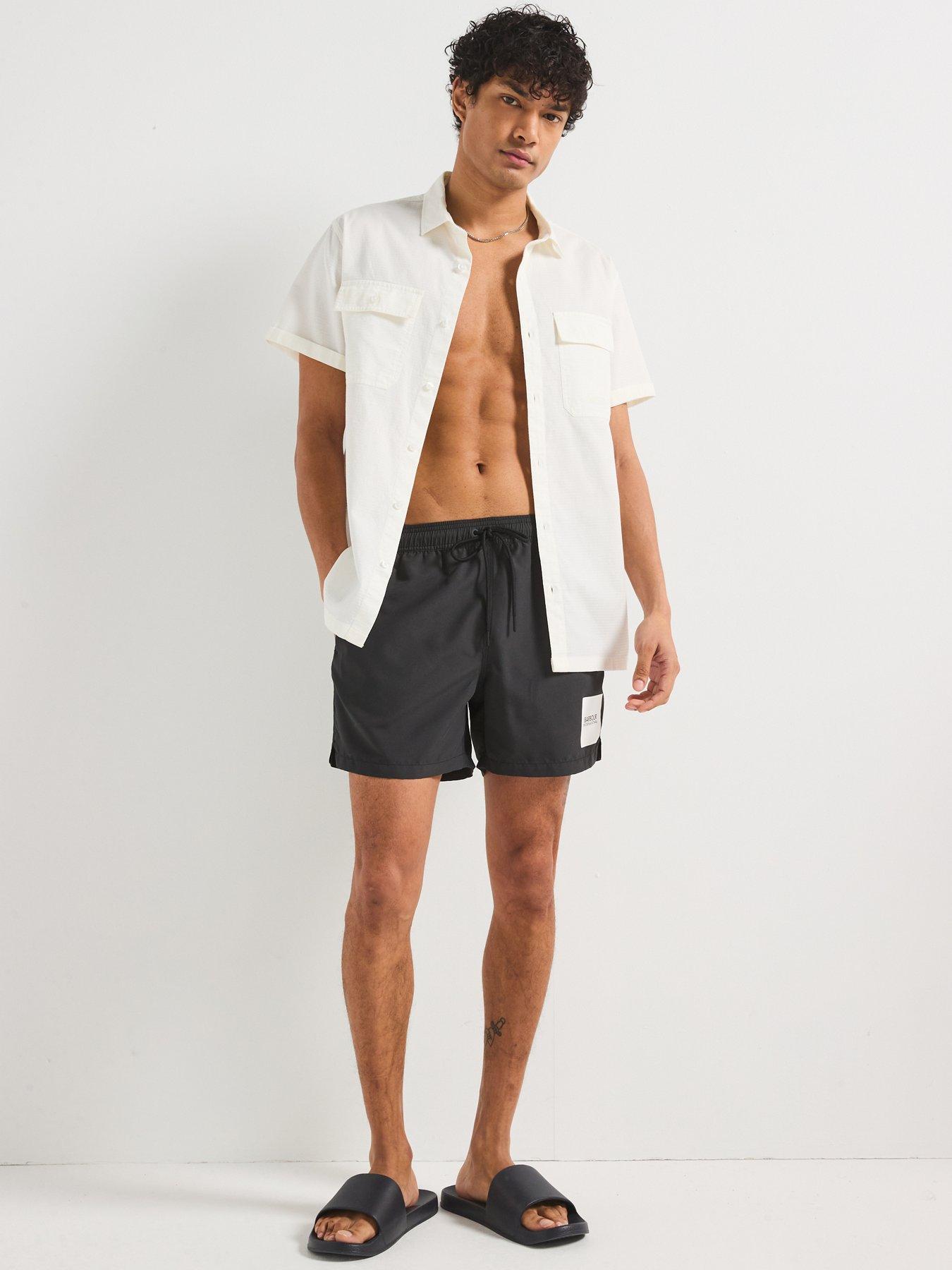 Image 3 of 6 of Barbour International Block Print Swim Shorts - Black