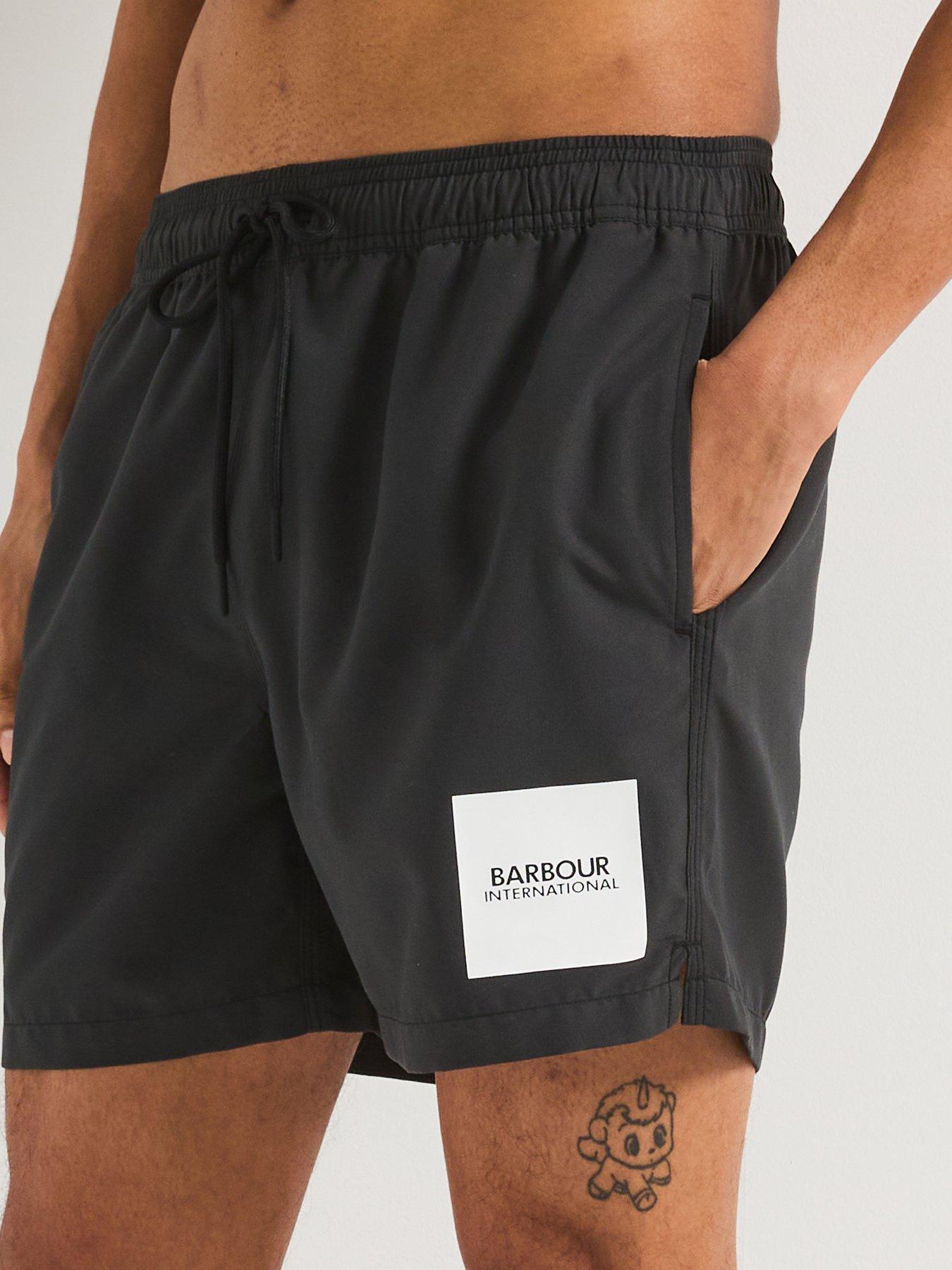 Image 4 of 6 of Barbour International Block Print Swim Shorts - Black