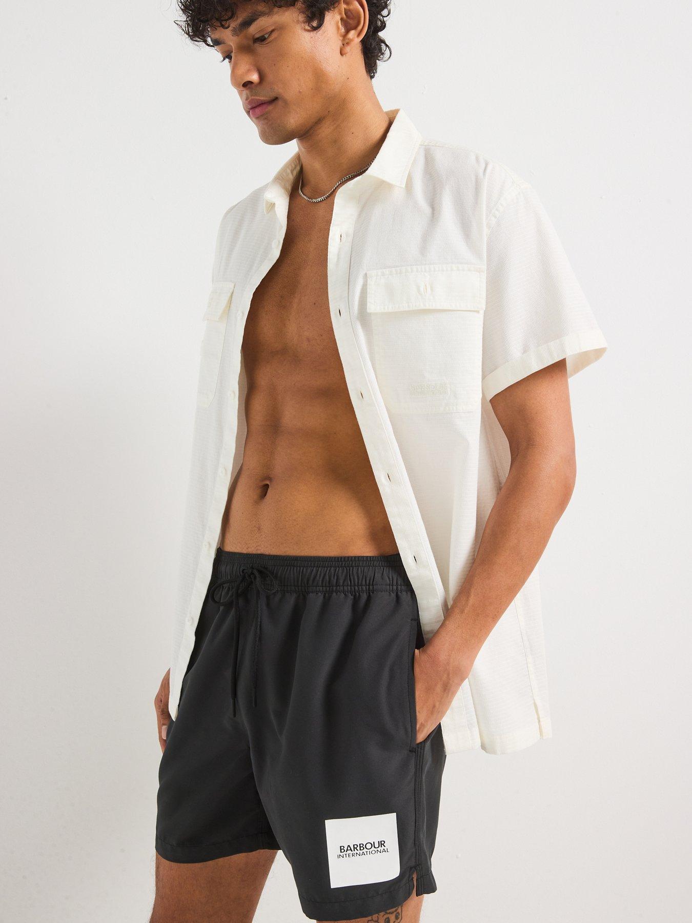 Image 5 of 6 of Barbour International Block Print Swim Shorts - Black