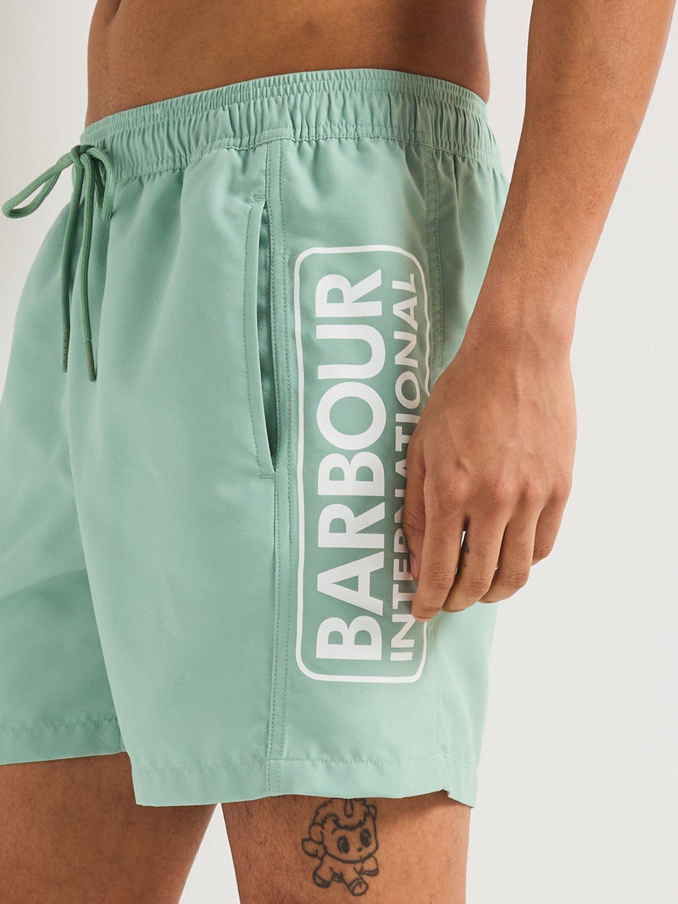 Image 4 of 6 of Barbour International Large Logo Swim Shorts - Green