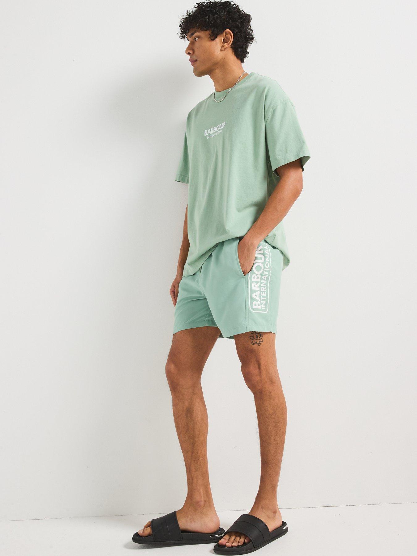 Image 5 of 6 of Barbour International Large Logo Swim Shorts - Green