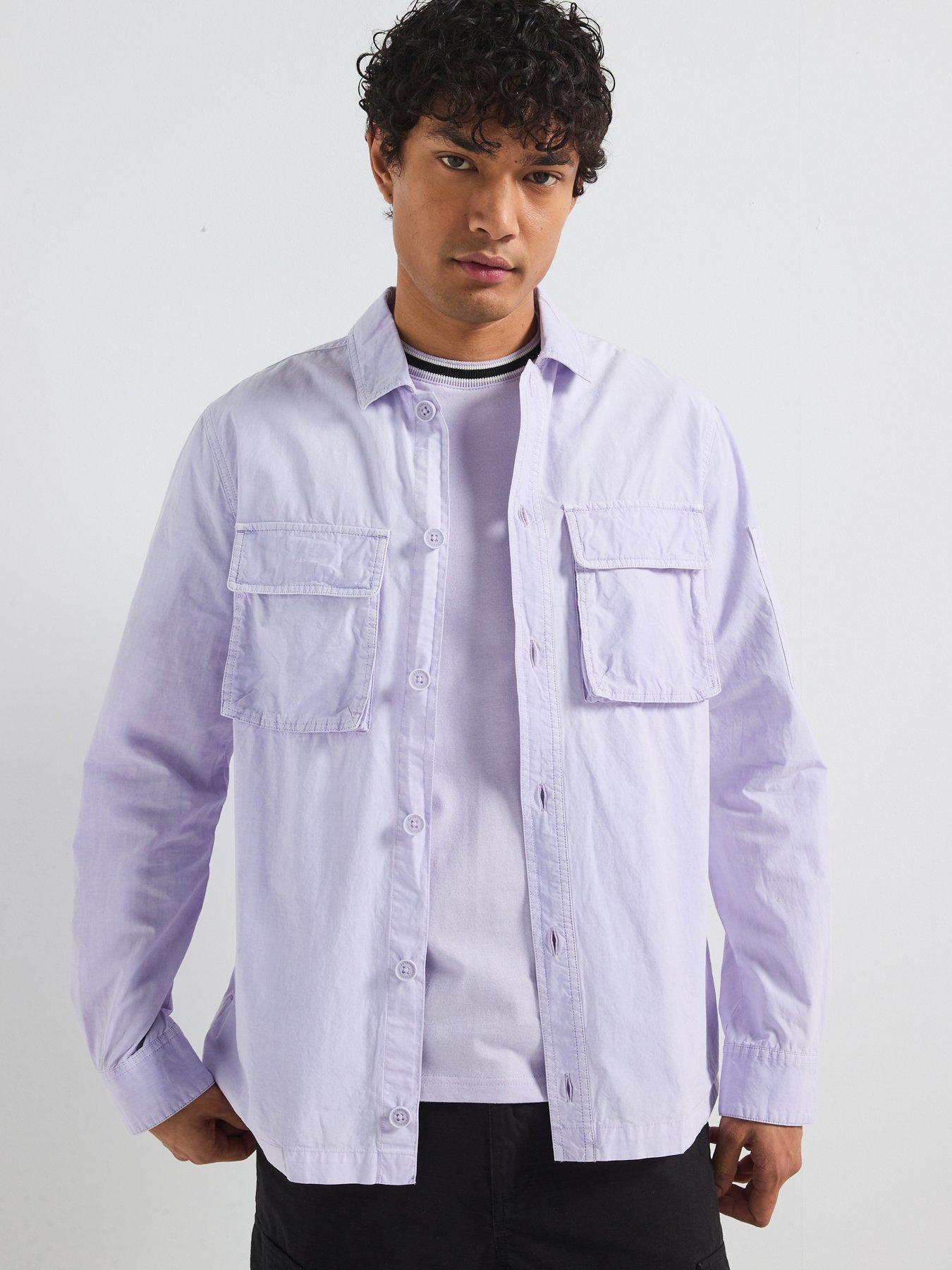 Image 5 of 6 of Barbour International Kenneth Garment Dye Overshirt- Light Purple