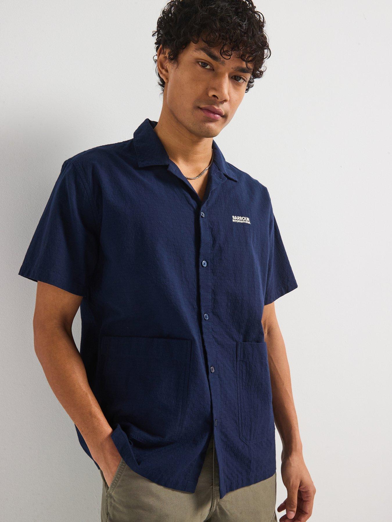 undefined Barbour International Checkerboard Twill Summer Shirt- Navy