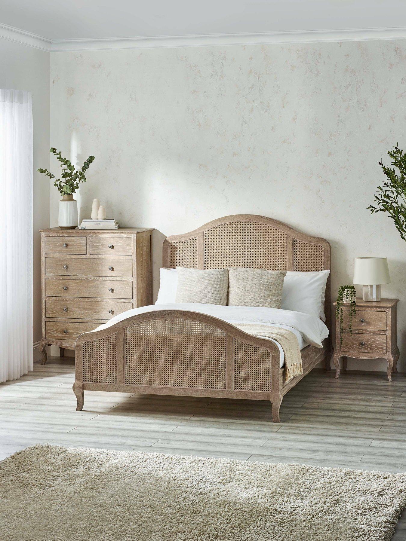 Julian Bowen Fleur Rattan Solid Oak Bed Frame - Light Oak