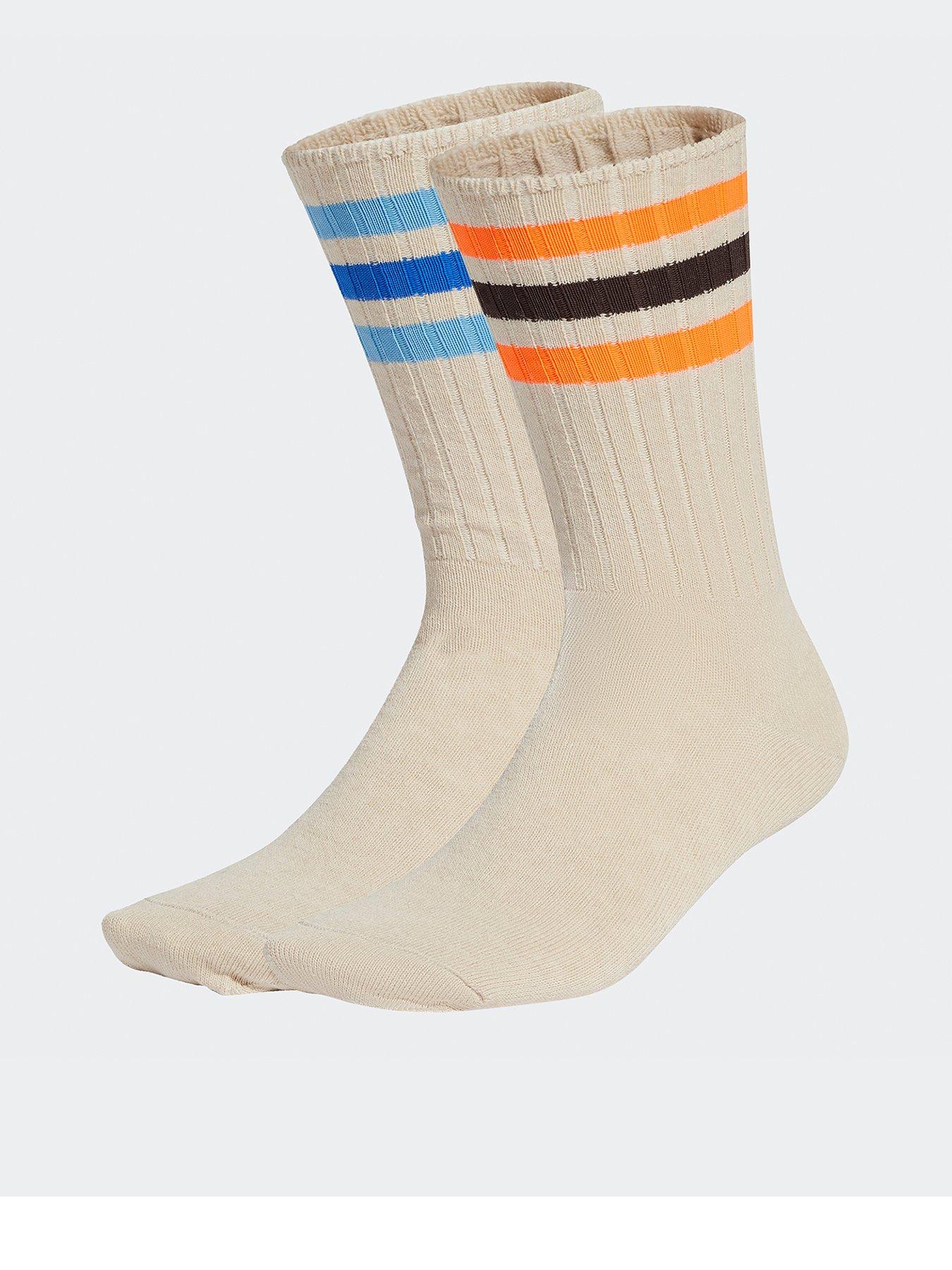 undefined Mens Ribbed Crew Socks 2 Pairs - White