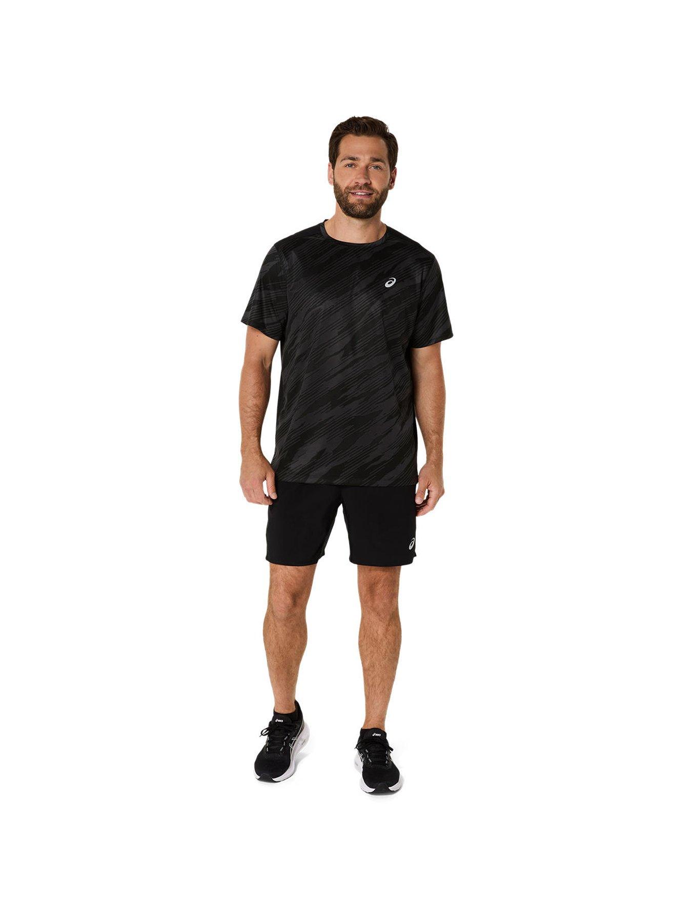 Image 3 of 5 of Asics Mens Running Core All Over Print Short Sleeve Top - Black