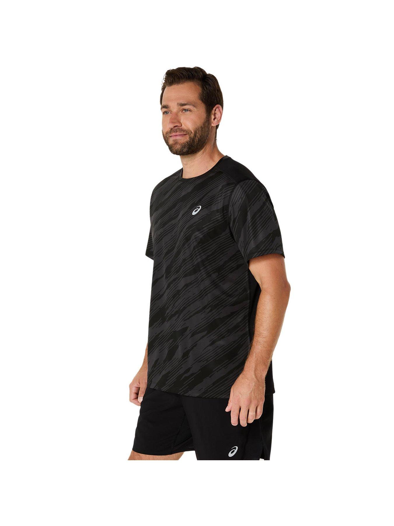 Image 4 of 5 of Asics Mens Running Core All Over Print Short Sleeve Top - Black