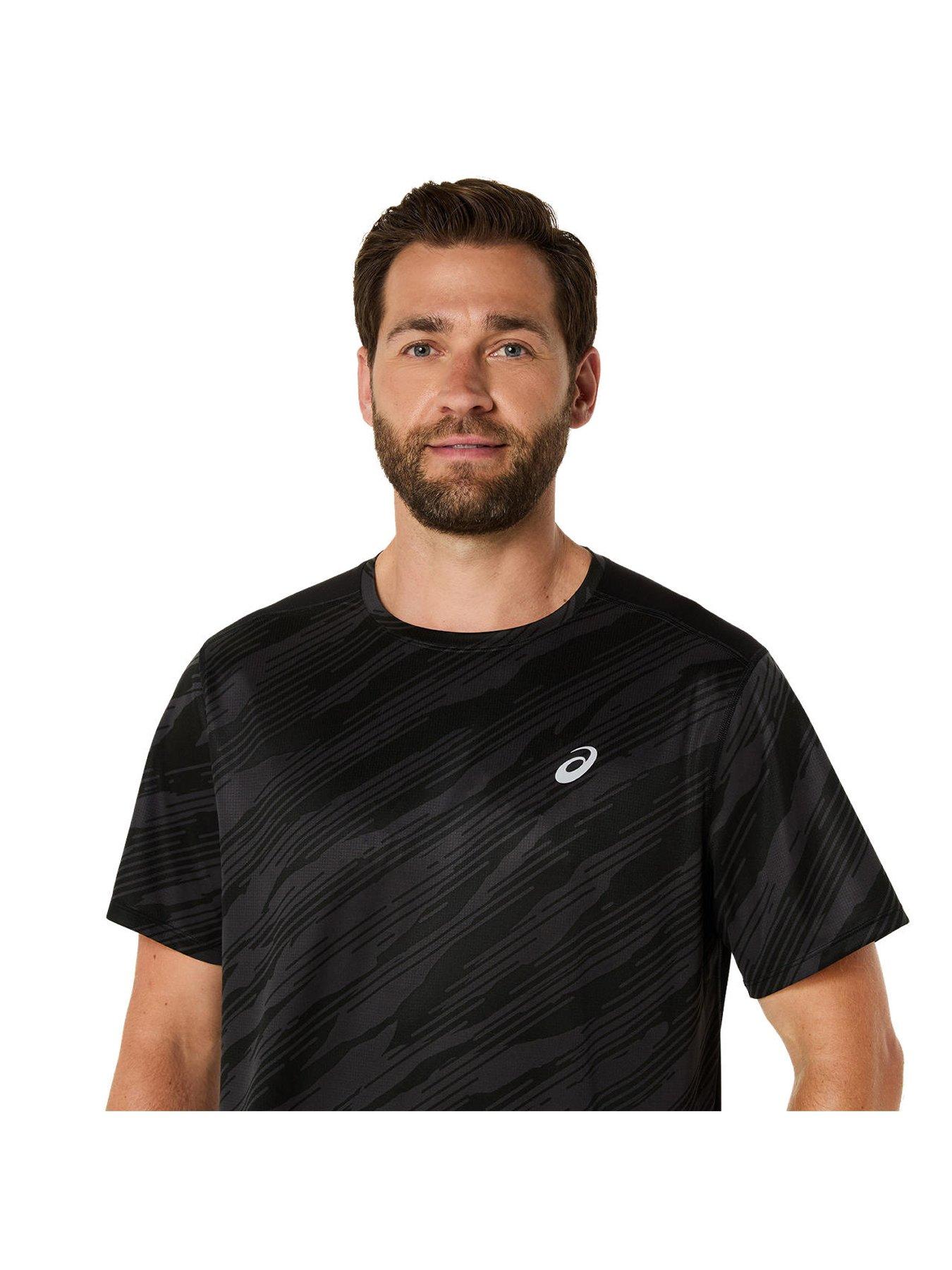 Image 5 of 5 of Asics Mens Running Core All Over Print Short Sleeve Top - Black