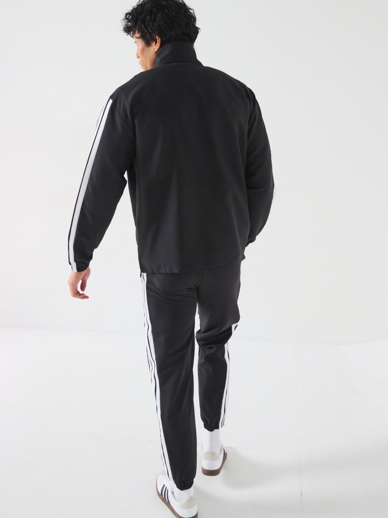 Image 2 of 6 of adidas Sportswear Men's Sportswear Basic 3 Stripes Woven Tracksuit - Black