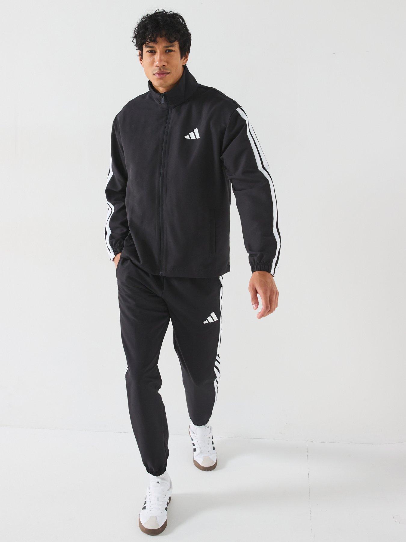 Image 3 of 6 of adidas Sportswear Men's Sportswear Basic 3 Stripes Woven Tracksuit - Black