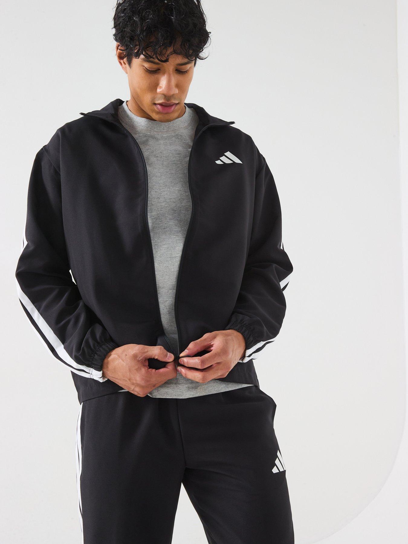 Image 4 of 6 of adidas Sportswear Men's Sportswear Basic 3 Stripes Woven Tracksuit - Black
