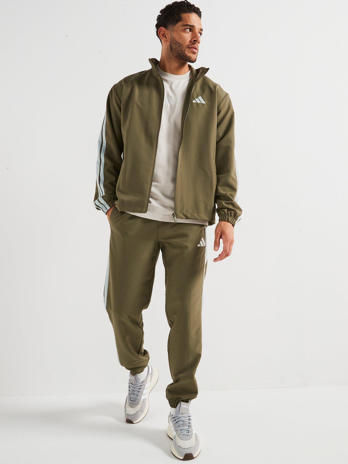 Image 1 of 6 of adidas Sportswear Men's Basic 3 Stripes Woven Tracksuit - Green