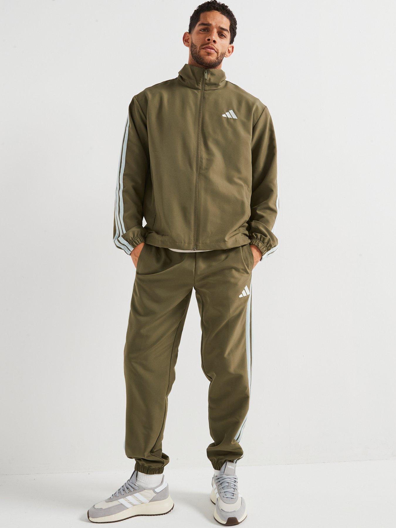 Image 3 of 6 of adidas Sportswear Men's Basic 3 Stripes Woven Tracksuit - Green