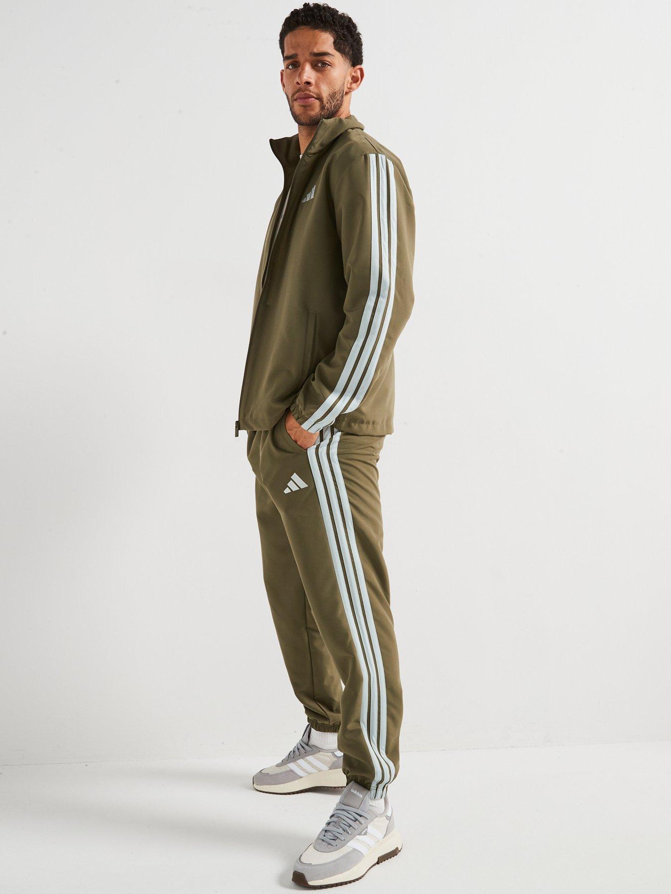 Image 4 of 6 of adidas Sportswear Men's Basic 3 Stripes Woven Tracksuit - Green
