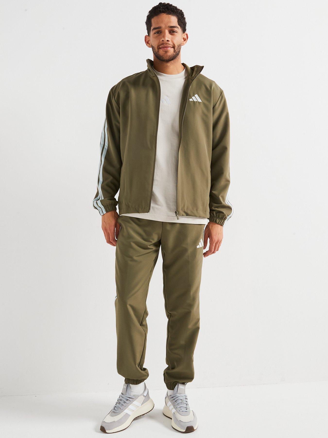 Image 6 of 6 of adidas Sportswear Men's Basic 3 Stripes Woven Tracksuit - Green