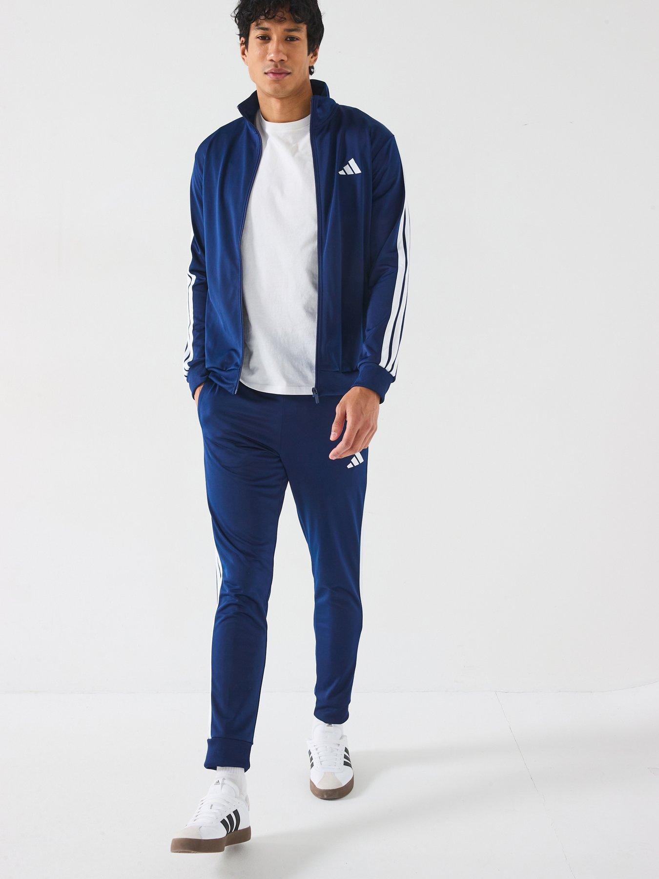 Image 1 of 6 of adidas Sportswear Men's Sportswear Basic 3 Stripes Tricot Tracksuit - Blue