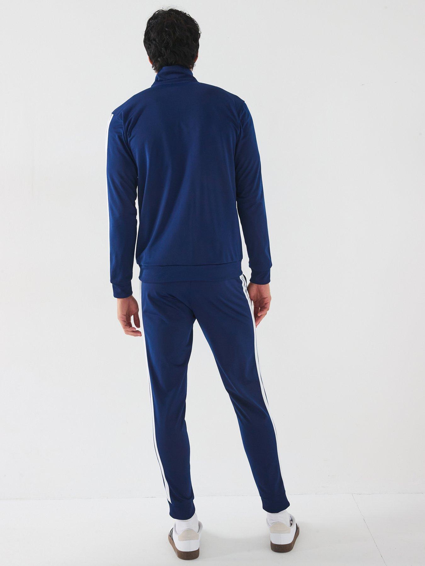 Image 2 of 6 of adidas Sportswear Men's Sportswear Basic 3 Stripes Tricot Tracksuit - Blue