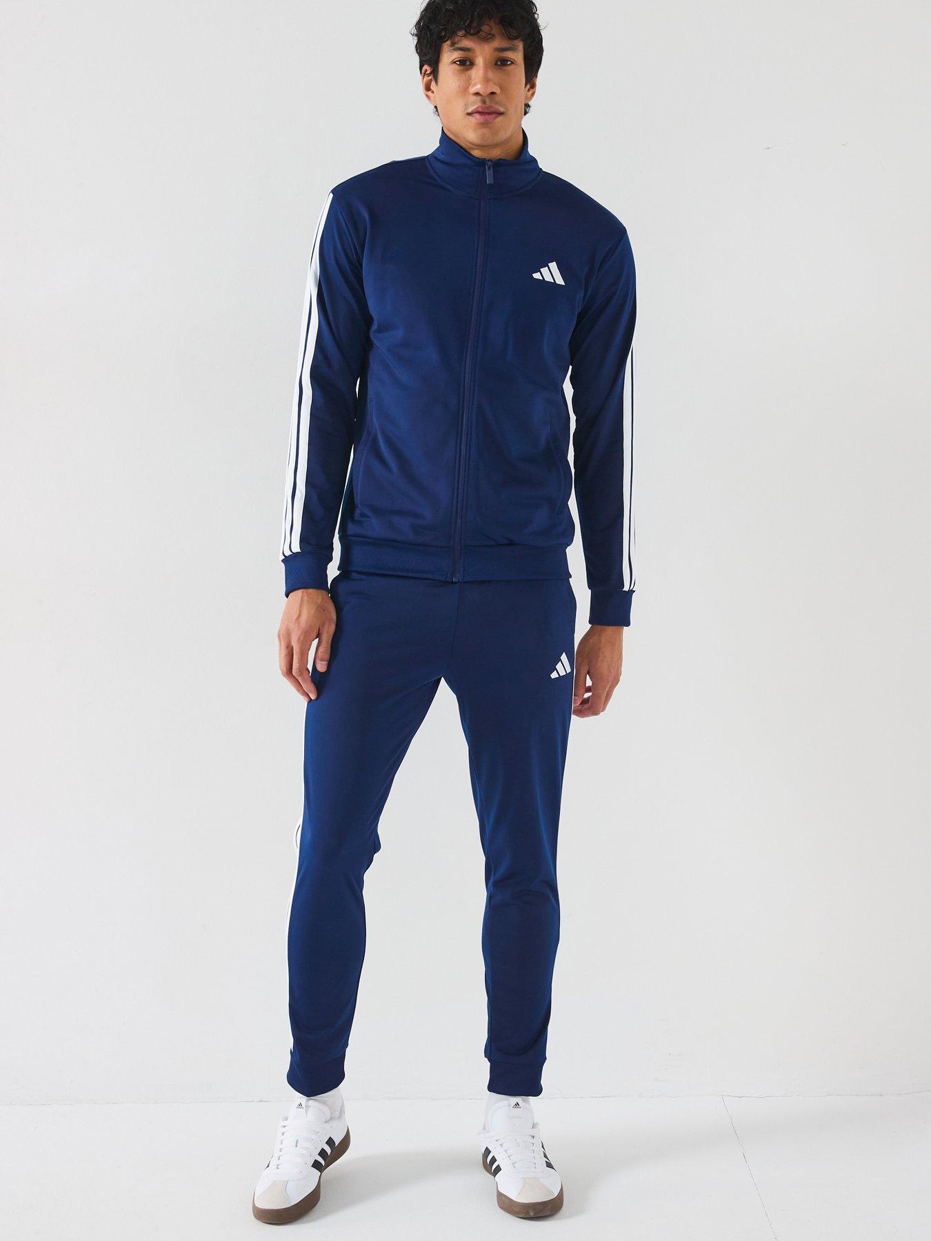 Image 3 of 6 of adidas Sportswear Men's Sportswear Basic 3 Stripes Tricot Tracksuit - Blue
