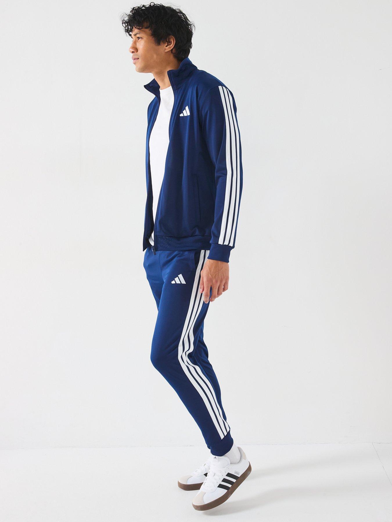 Image 4 of 6 of adidas Sportswear Men's Sportswear Basic 3 Stripes Tricot Tracksuit - Blue