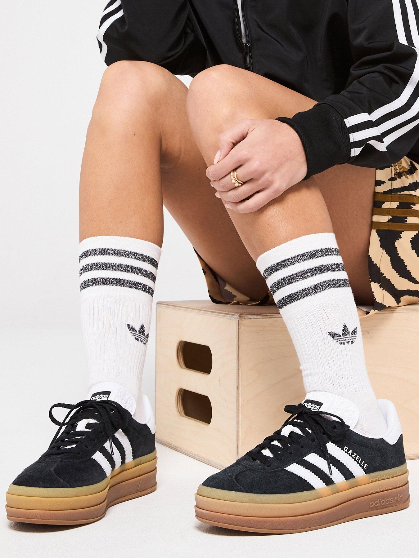 adidas gazelle silver green womens adidas Women's Originals Gazelle Bold "Black White Gum" Shoes main image 1