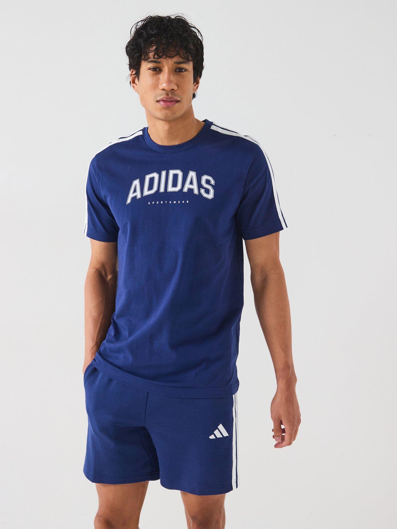 Image of adidas Sportswear Men's Codes Collegiate Linear Graphic Tee - Dark Blue
