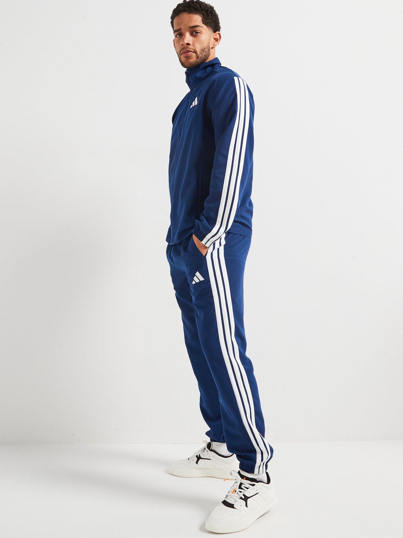 adidas-sportswear-mens-sportswear-basic-3-stripe-woven-tracksuit-blueoutfit