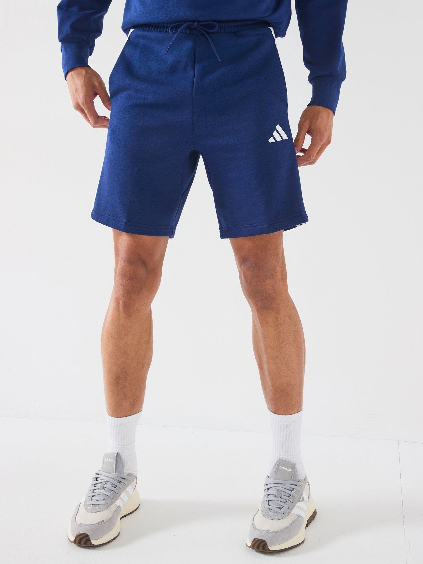 Image 1 of 6 of adidas Sportswear Mens Essentials 3-stripe Fleece Shorts - Blue