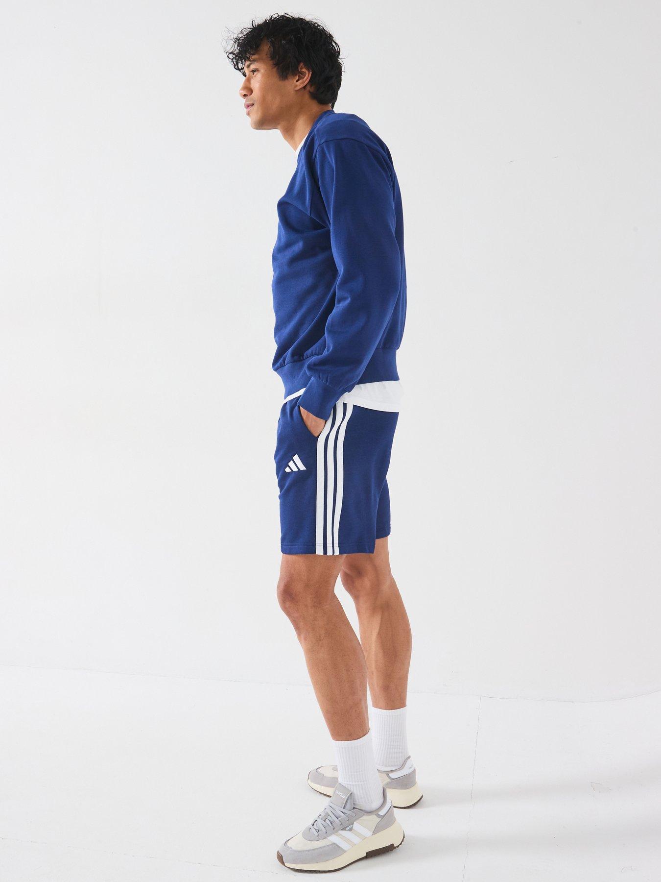 Image 3 of 6 of adidas Sportswear Mens Essentials 3-stripe Fleece Shorts - Blue