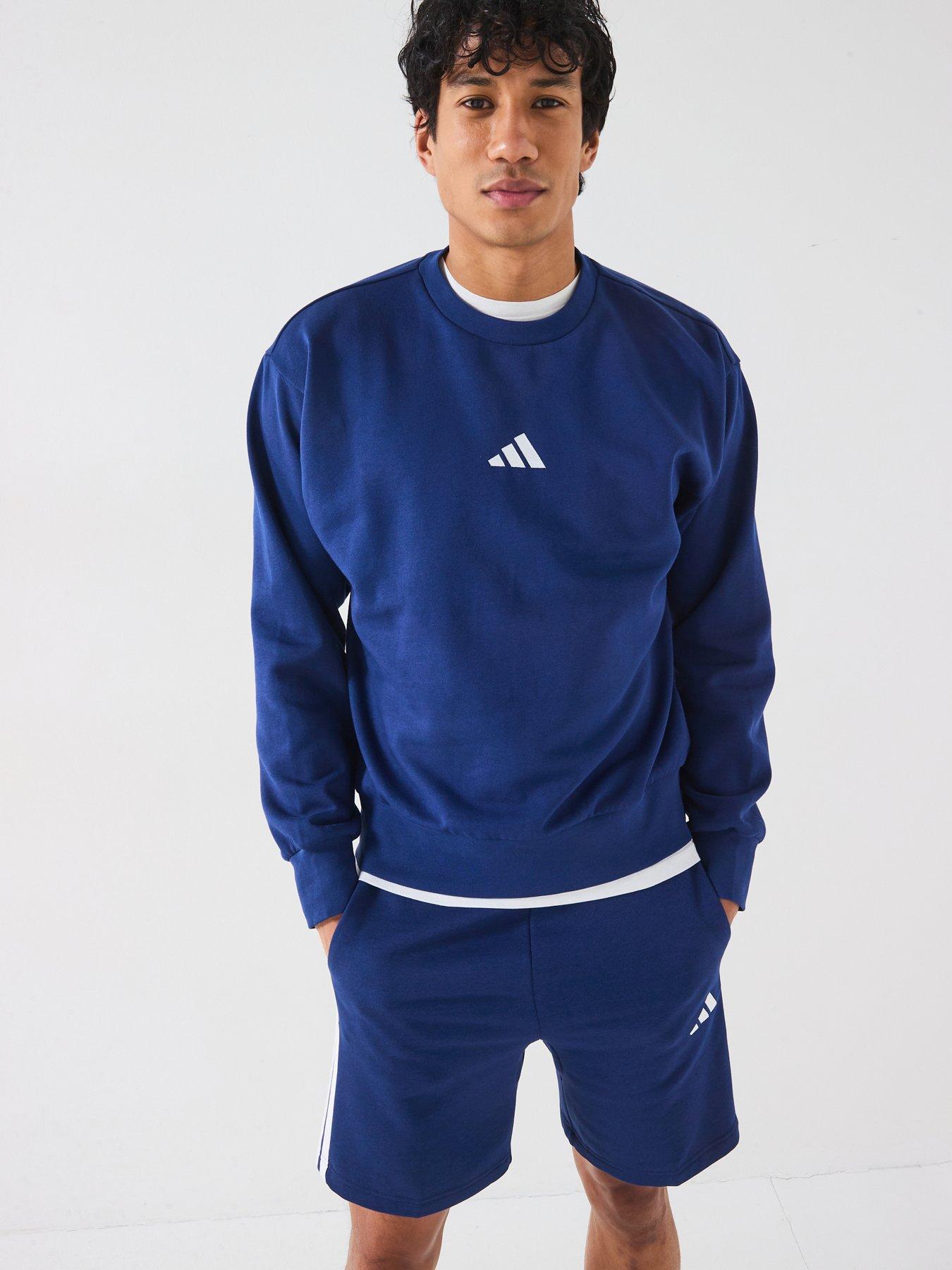 Image 4 of 6 of adidas Sportswear Mens Essentials 3-stripe Fleece Shorts - Blue