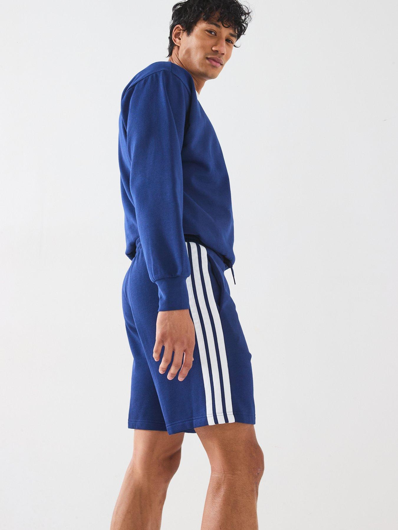 Image 5 of 6 of adidas Sportswear Mens Essentials 3-stripe Fleece Shorts - Blue
