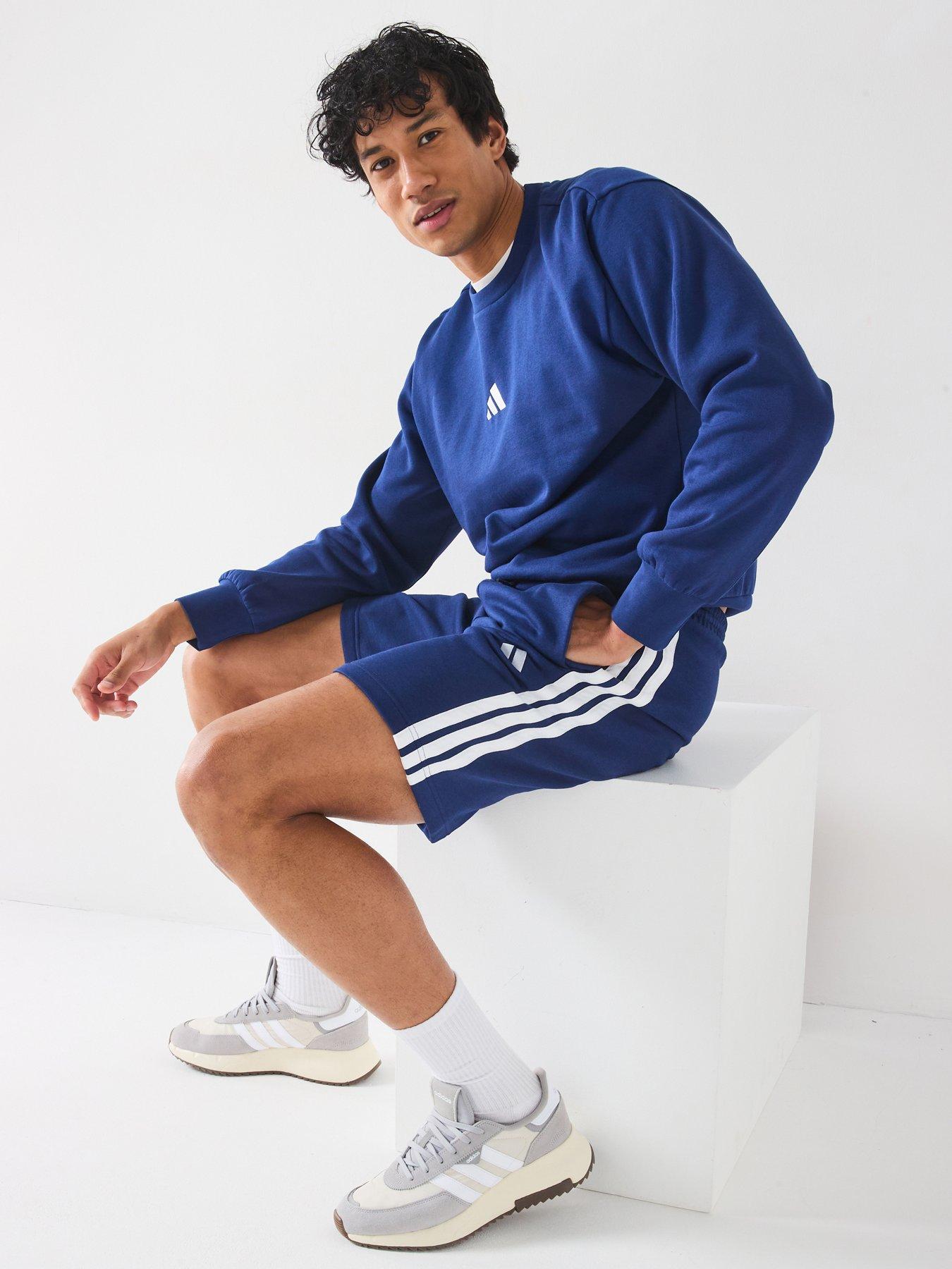 Image 6 of 6 of adidas Sportswear Mens Essentials 3-stripe Fleece Shorts - Blue