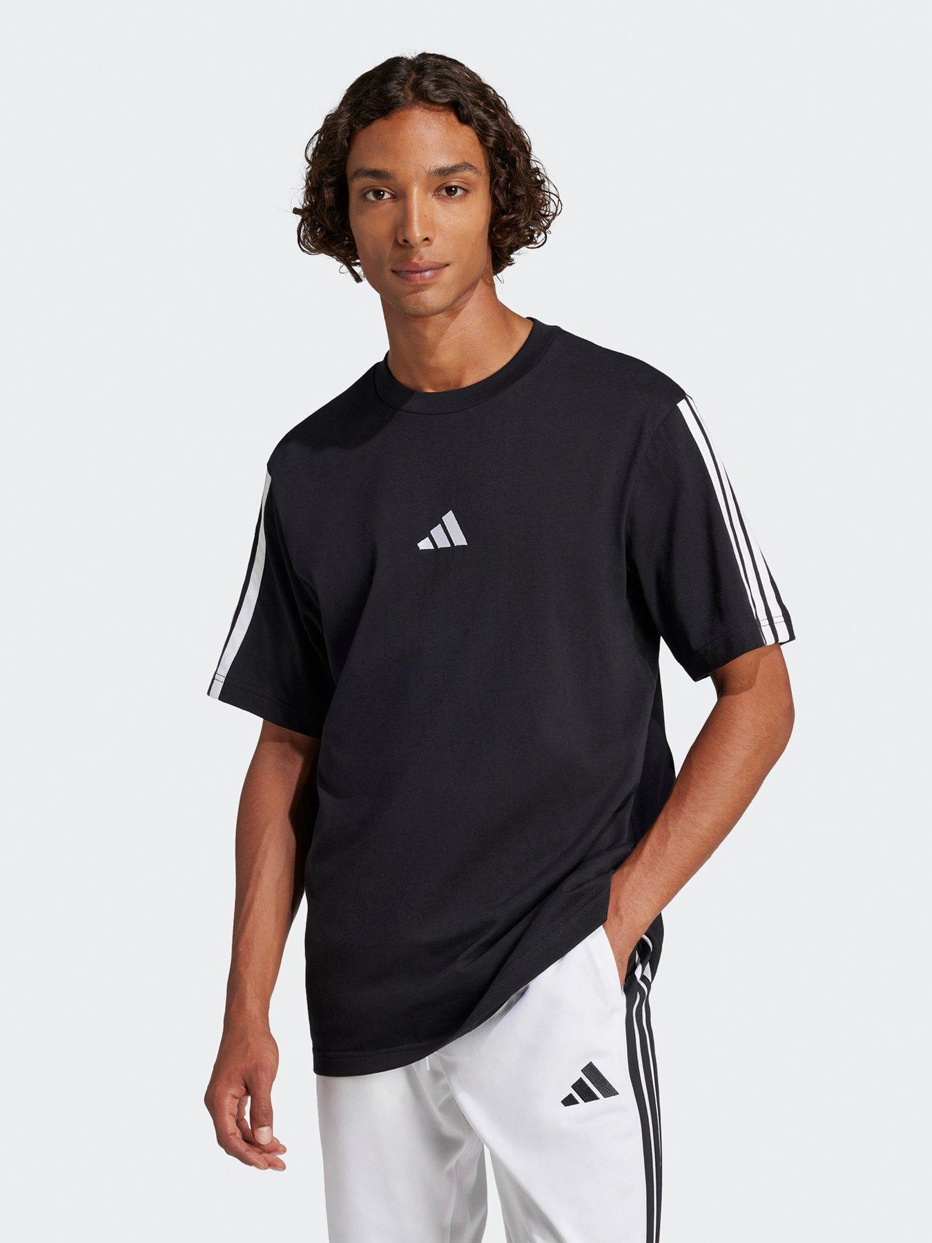 adidas Sportswear Mens Essentials 3-Stripe Single Jersey T-Shirt - Black
