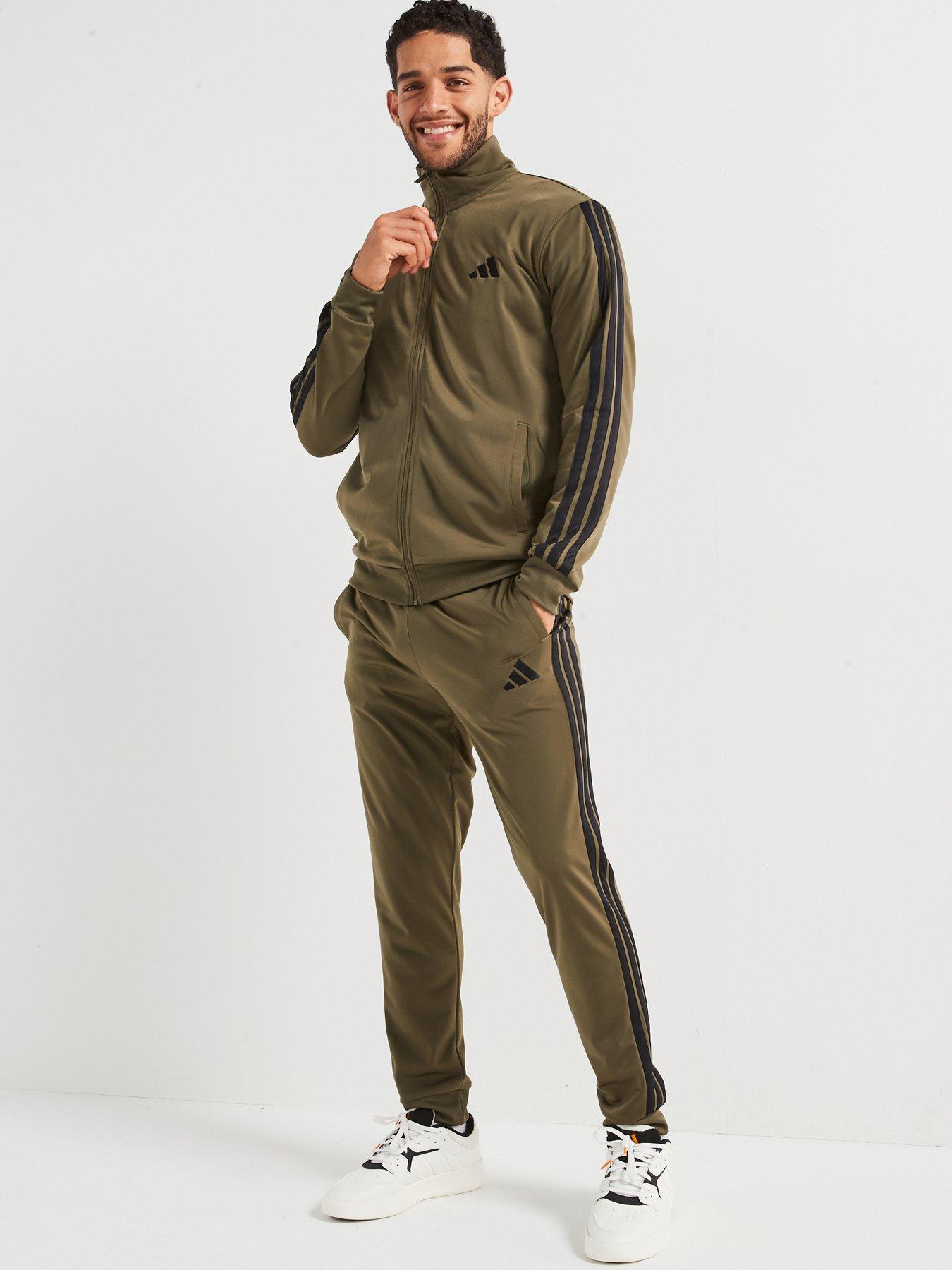 adidas Sportswear Mens Sportswear Basic 3-stripe Tricot Tracksuit - Green