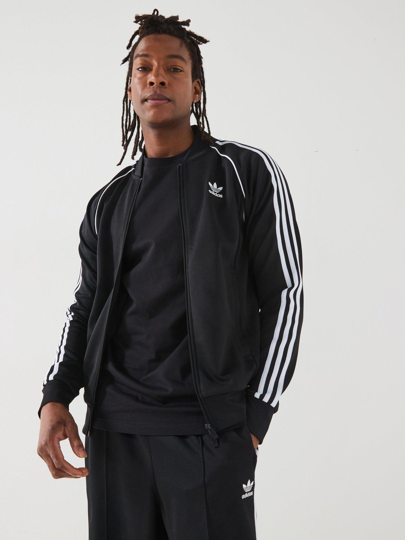 adidas Originals Mens 3-Stripe Full Zip Top - Black