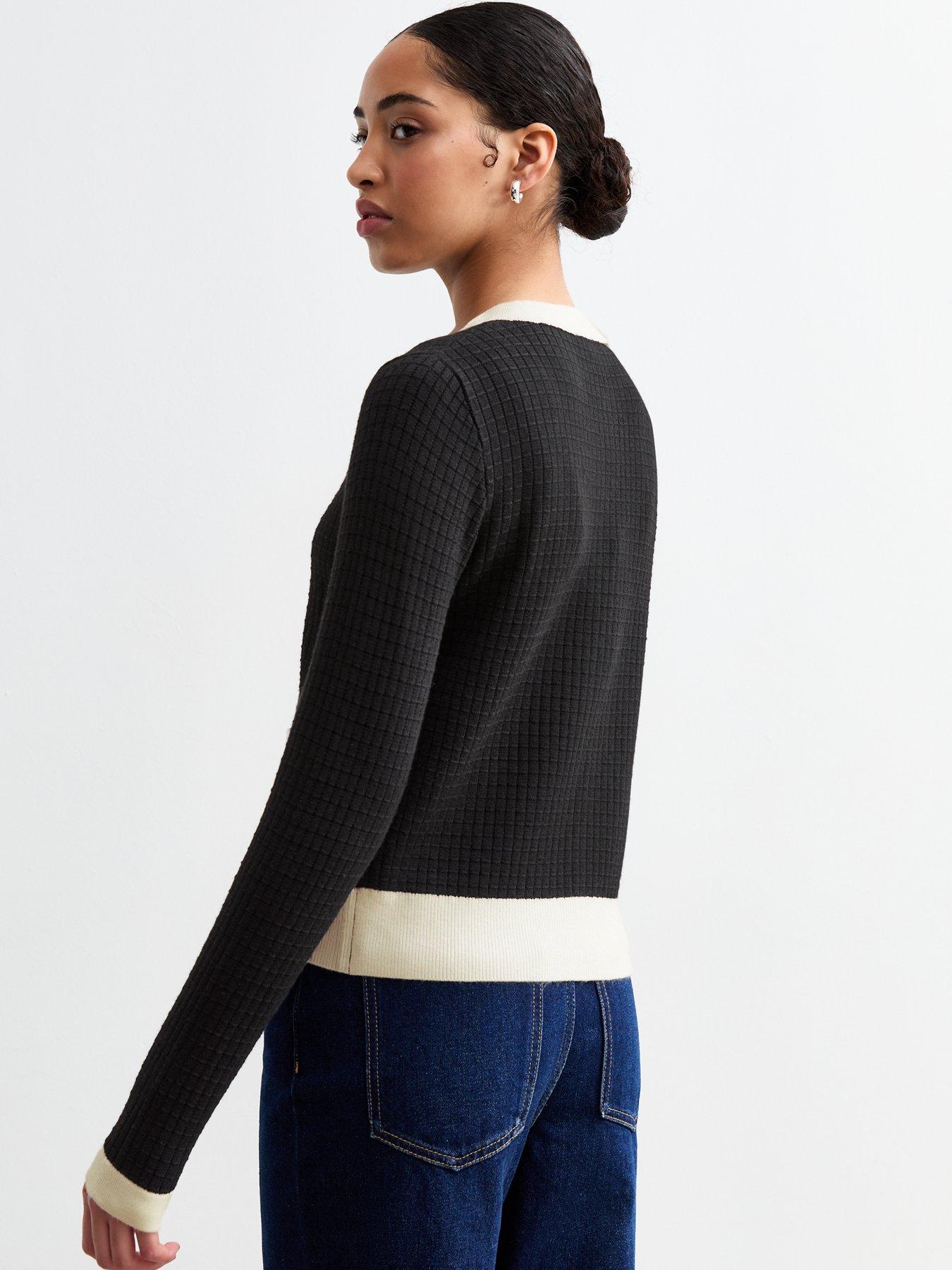 new-look-black-contrast-trim-waffle-knit-cardiganstillFront