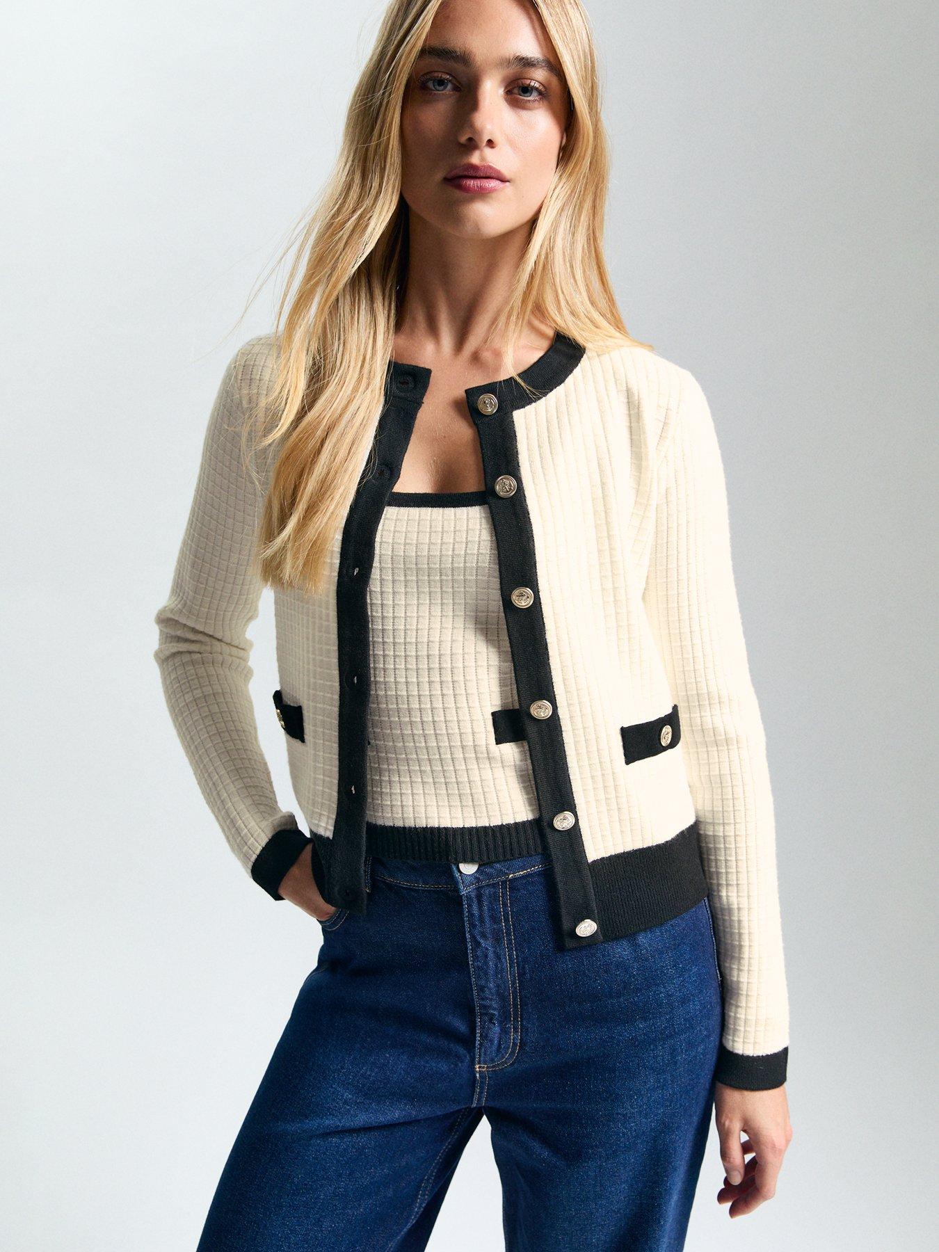 new-look-white-contrast-trim-waffle-knit-cardiganfront