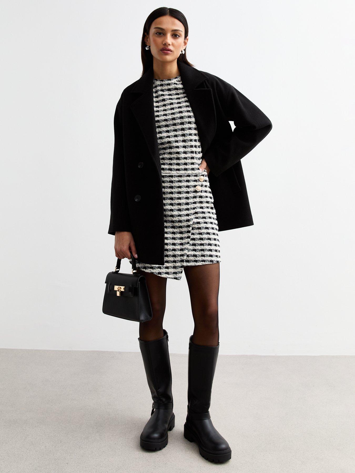 new-look-black-check-patterned-boucle-wrap-mini-skirtdetail