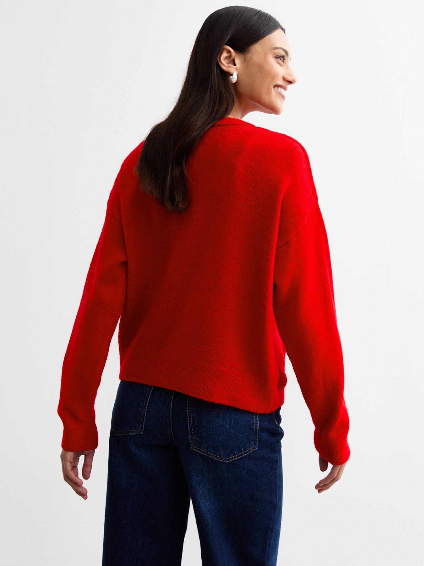 new-look-crew-neck-cardigan-redstillFront