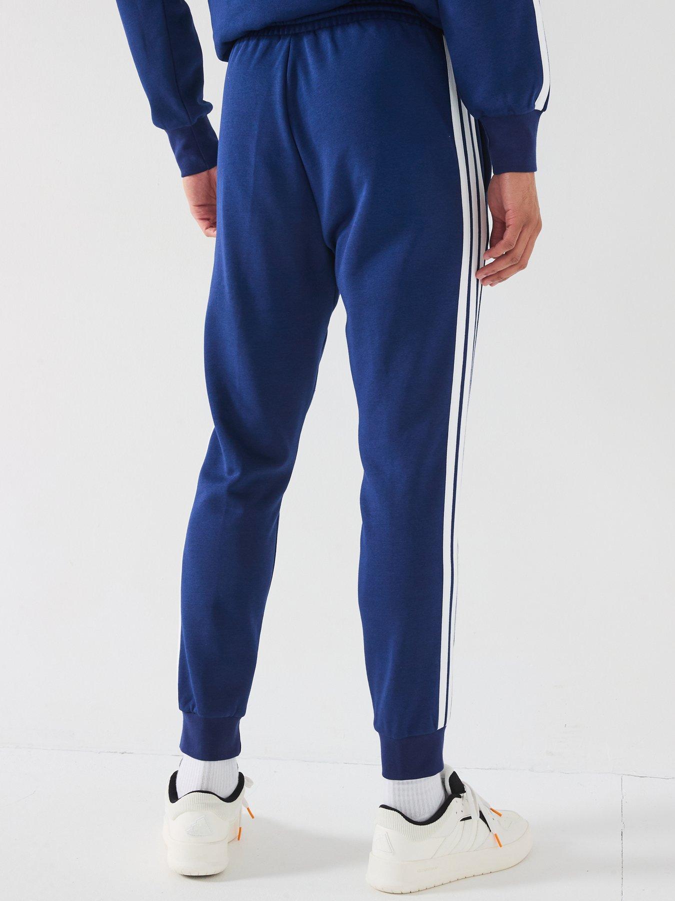 adidas-sportswear-mens-essentials-3-stripe-fleece-joggers-bluestillFront