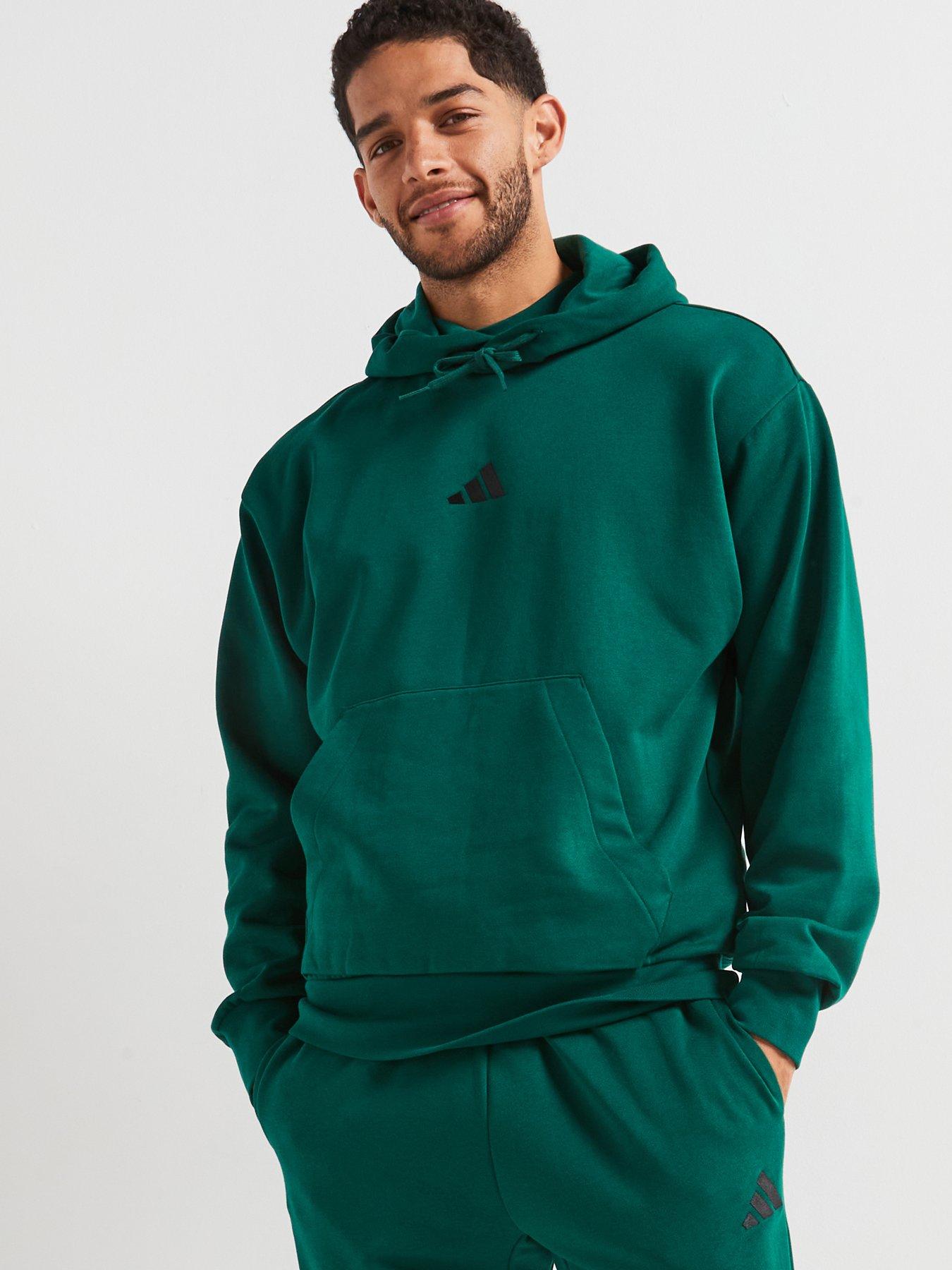 adidas-sportswear-mens-essentials-feelcozy-fleece-hoodie-greenfront