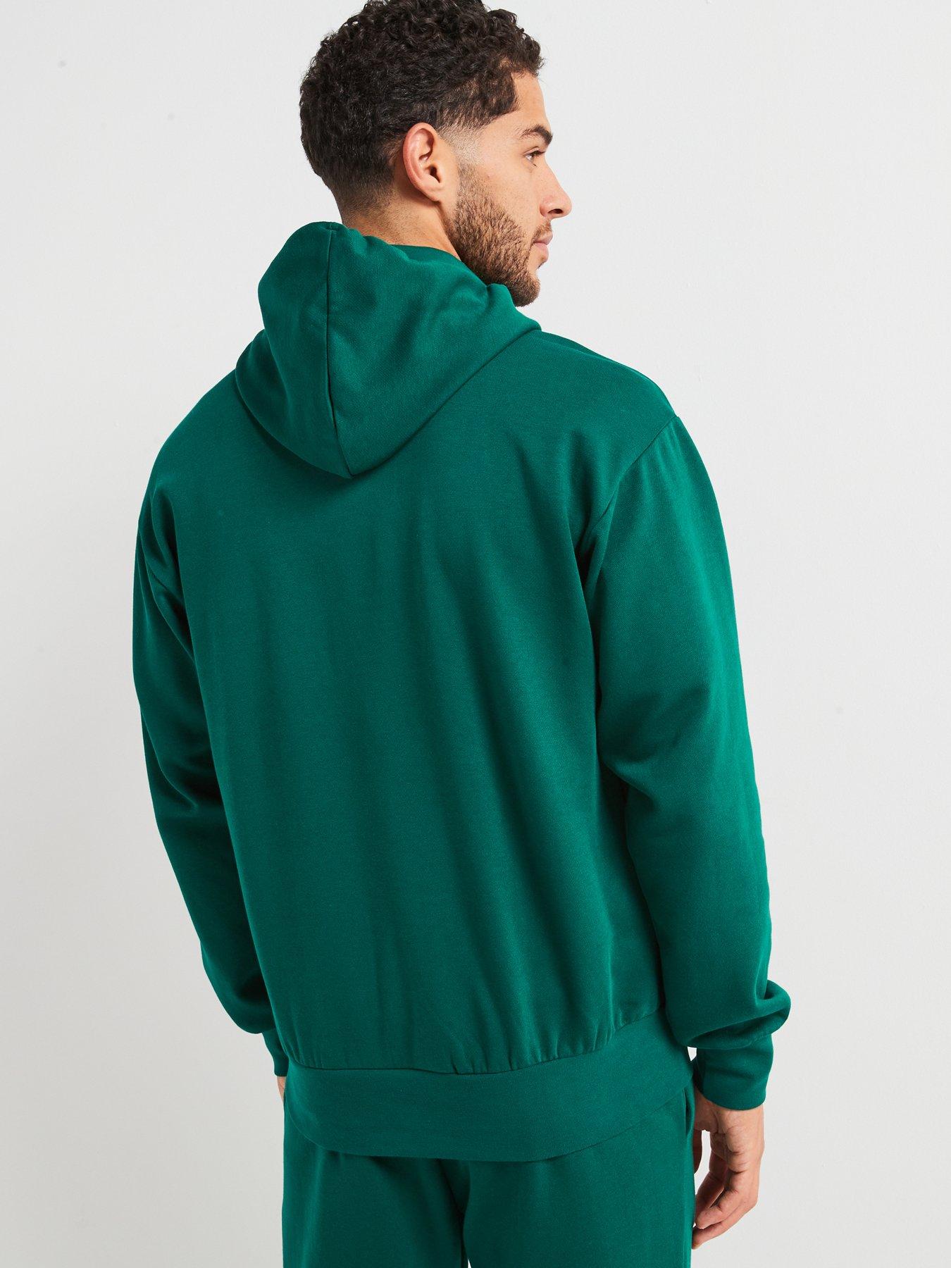 adidas-sportswear-mens-essentials-feelcozy-fleece-hoodie-greenstillFront