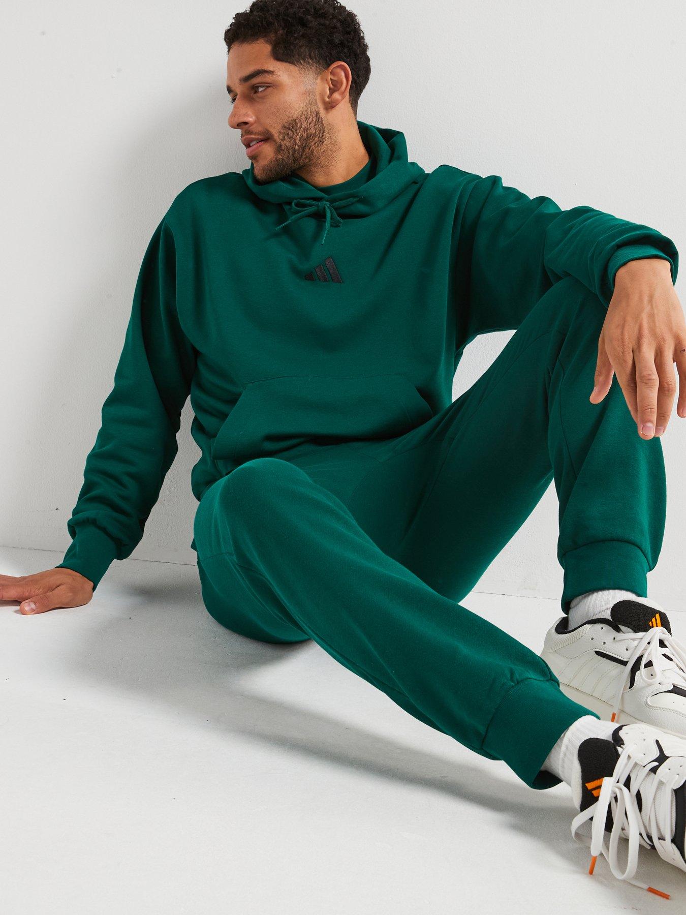 adidas-sportswear-mens-essentials-feelcozy-fleece-hoodie-greenoutfit