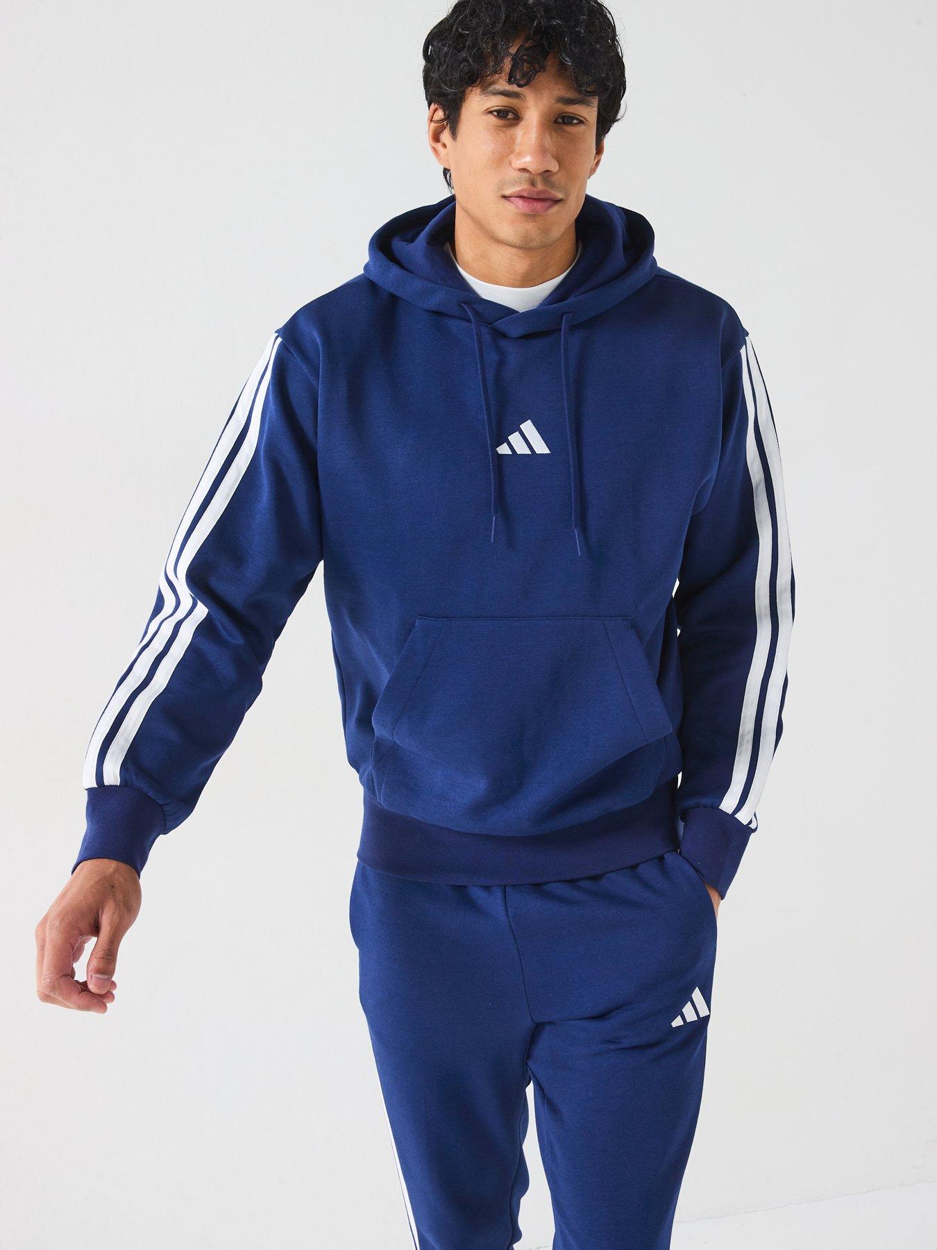 adidas-sportswear-mens-essential-3-stripe-overhead-fleece-hoodie-blue