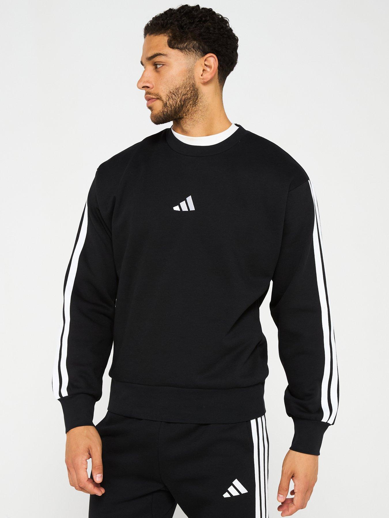 adidas Sportswear Men's Essential 3-Stripe Fleece Sweatshirt - Black