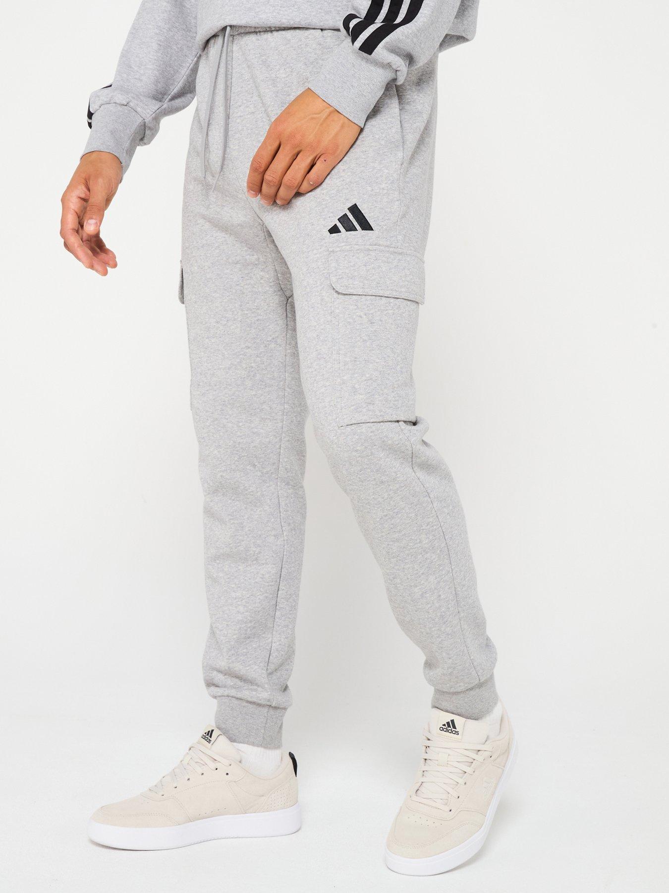 adidas-sportswear-mens-essentials-feelcozy-fleece-cargo-joggers-greyfront