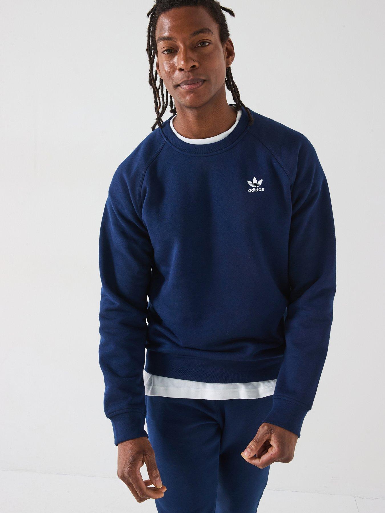 Image of adidas Originals Mens Trefoil Essentials Crew Sweat - Navy - Blue