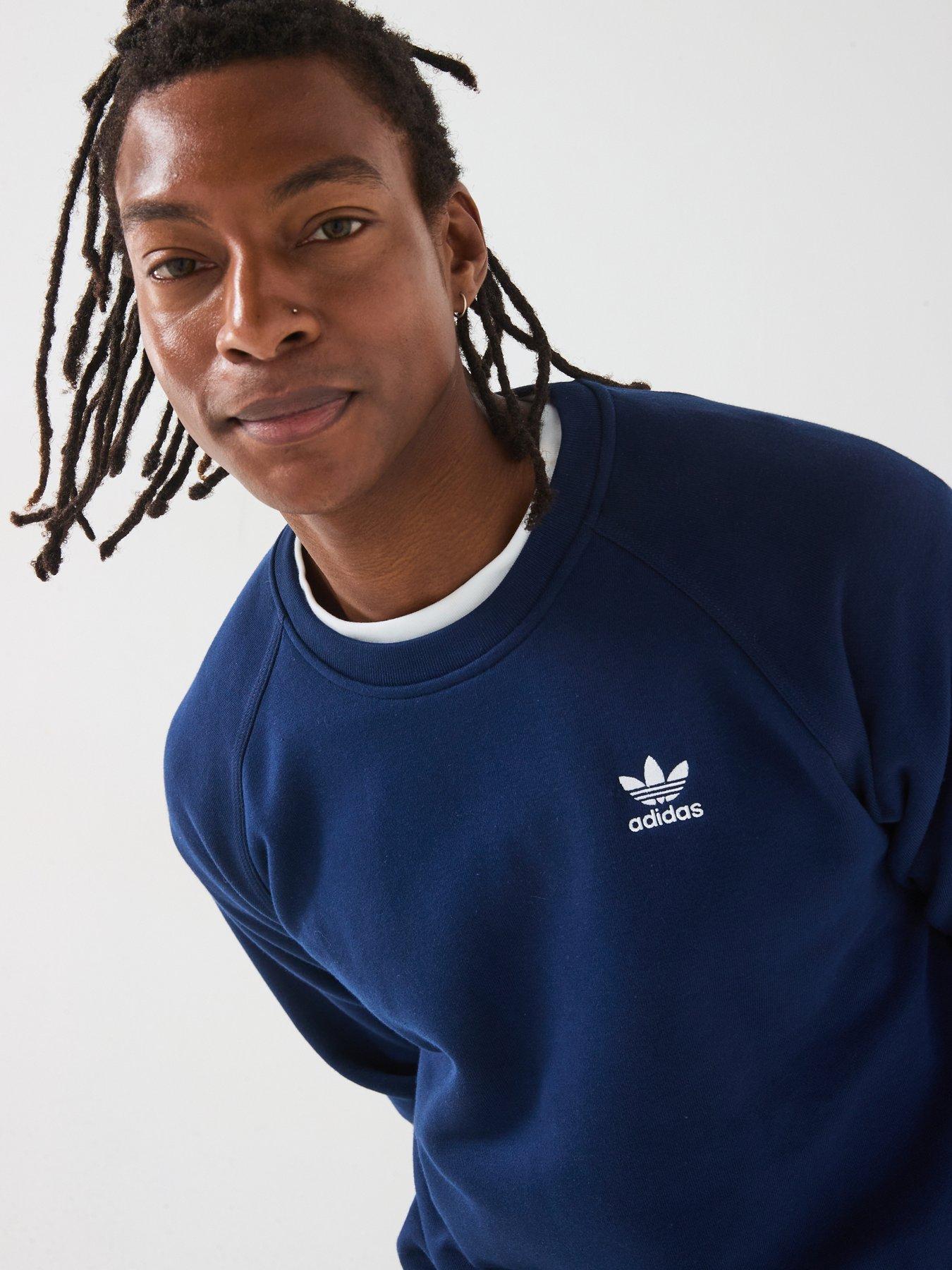 adidas-originals-mens-trefoil-essentials-crew-sweat-navyoutfit