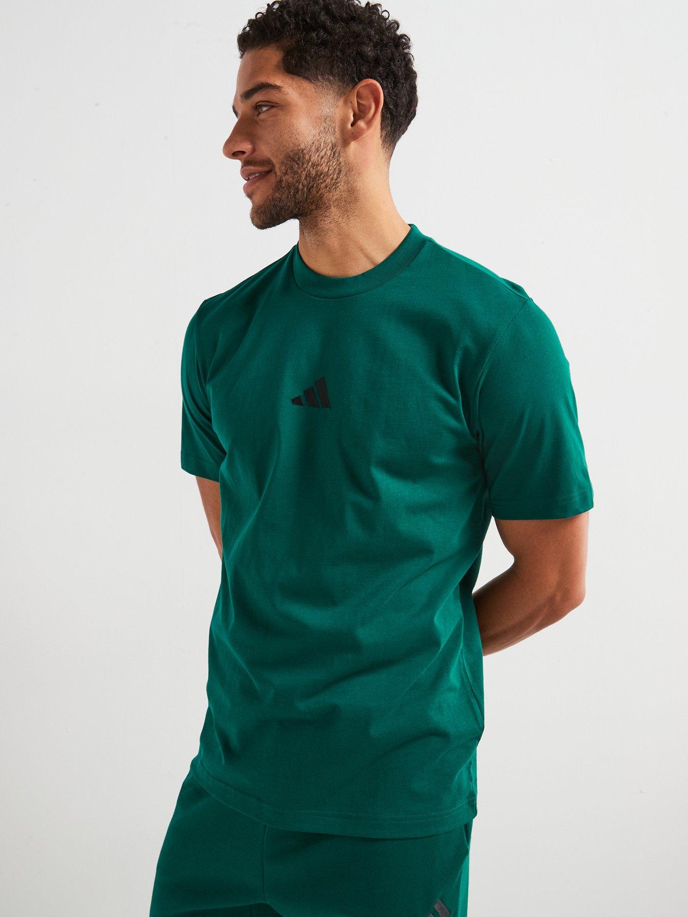 adidas Sportswear Men's Essentials Small Logo Single Jersey Tee - Collegiate Green/Black