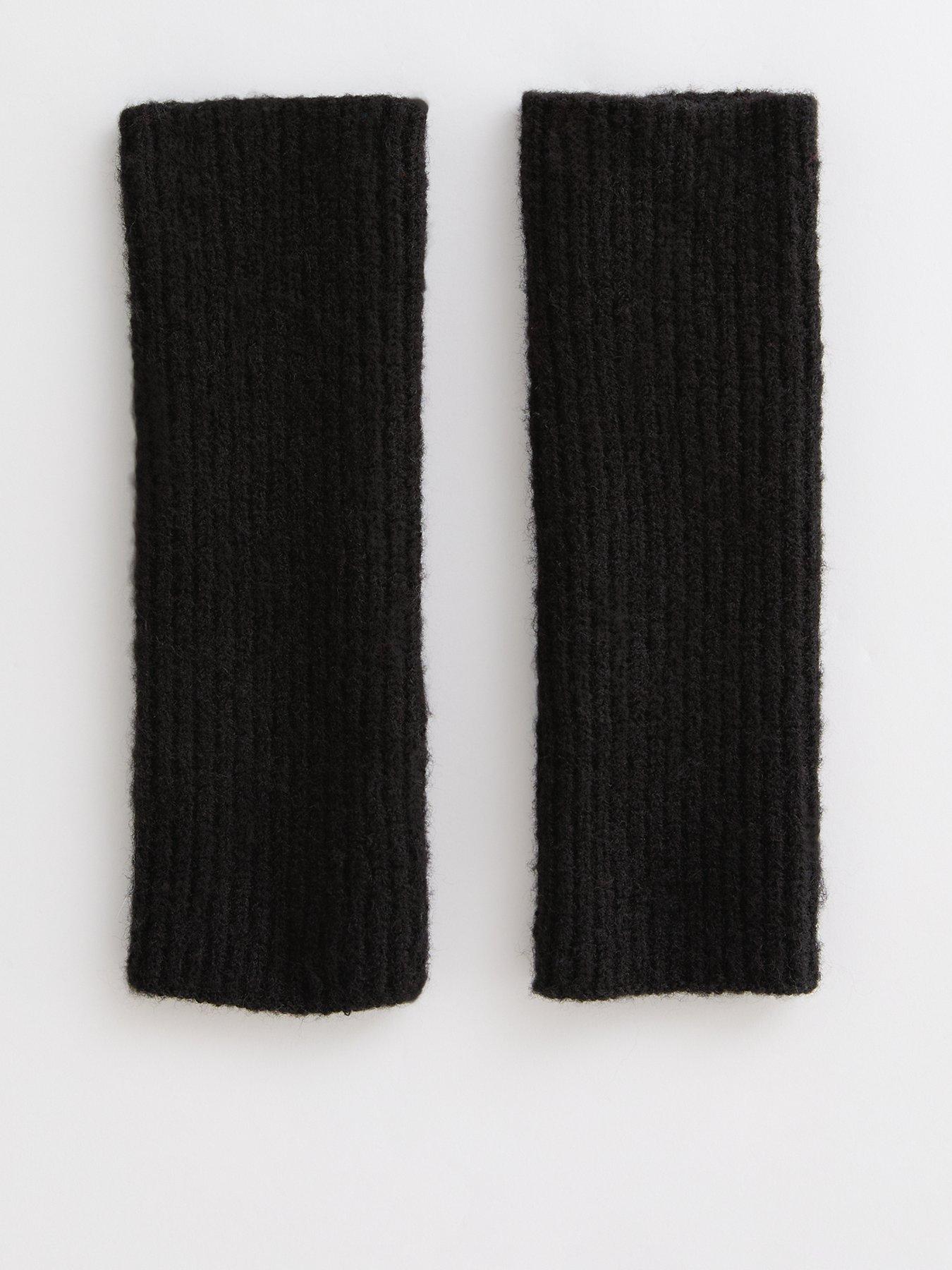 new-look-black-ribbed-knit-handwarmers